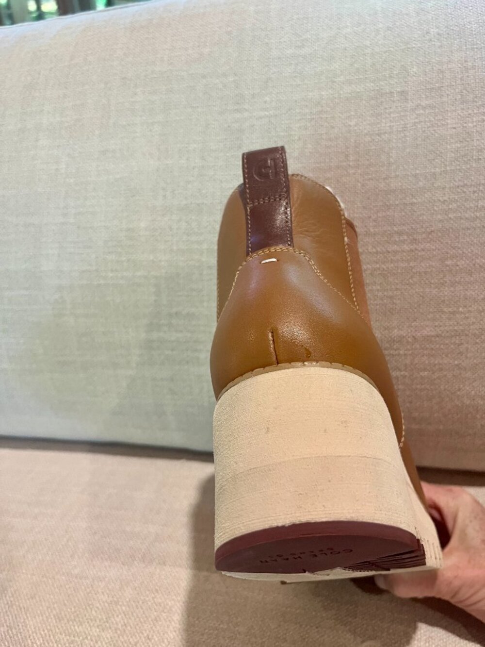 Cole Haan ZeroGrand City Wedge Chelsea Boot Tan Leather Ankle Bootie - Picture 10 of 14